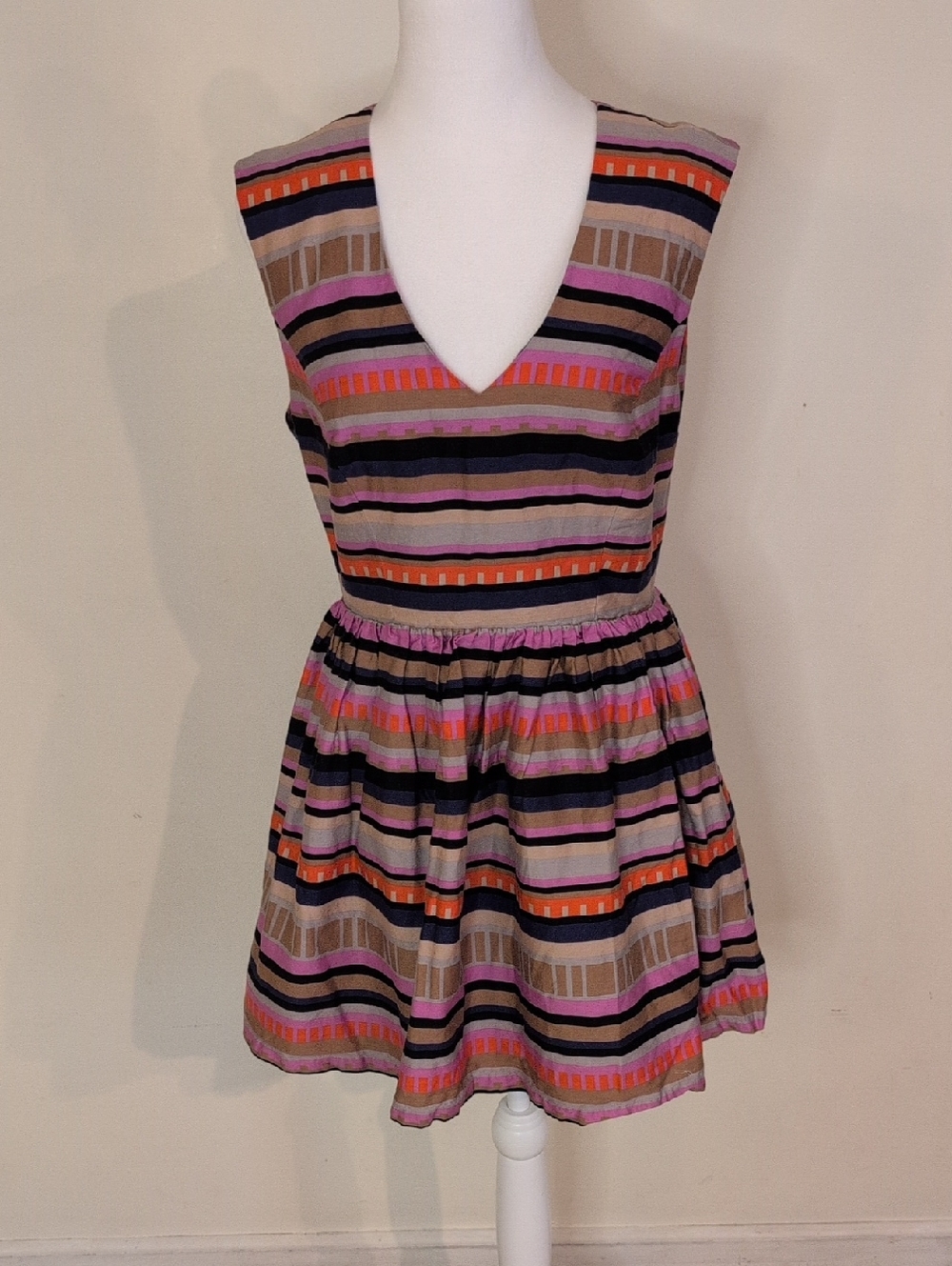 Y2K Striped V-Neck Sleeveless Mini Dress